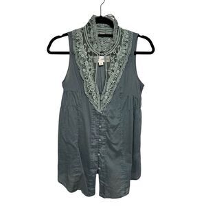 Yag Couture Green Sleeveless Blouse Size Small
